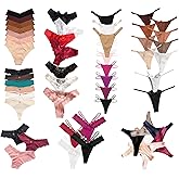 abandi Women's Underwear Variety Pack Panties, Kinds of T-Back G-String Thongs, Lacy Briefs Hipsters Bikinis Undies Assorted