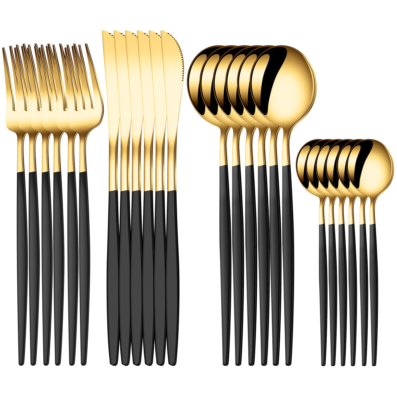 Photo 1 of *INCOMPLETE** PEIRONG Gold Silverware, Food-Grade Stainless Steel Flatware Set for 6, Cutlery Set Tableware with Black Handle, Forks, Utensil Sets for Home Restaurant Hotel