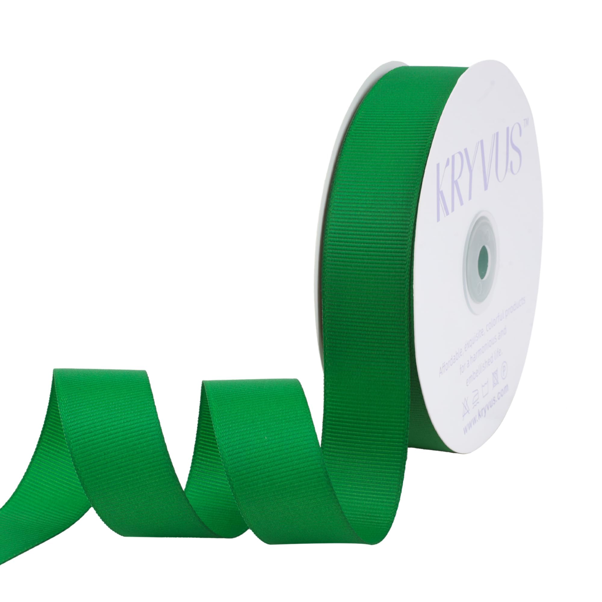 Kryvus Grosgrain Ribbon, Emerald Green Ribbon 25mm x Continuous 45 Metres, Emerald Green Grosgrain Ribbons Perfect for Gift Wrapping, Crafts, Sewing, Wedding Decor, DIY Hair Accessories and More