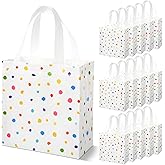Sweetude 16 Pcs Colorful Dots Gift Bag with Handles Party Favors Non Woven Reusable Tote for Women Wedding Birthday Baby Shower Mothers Day Party Decorations(Colorful, Dots)