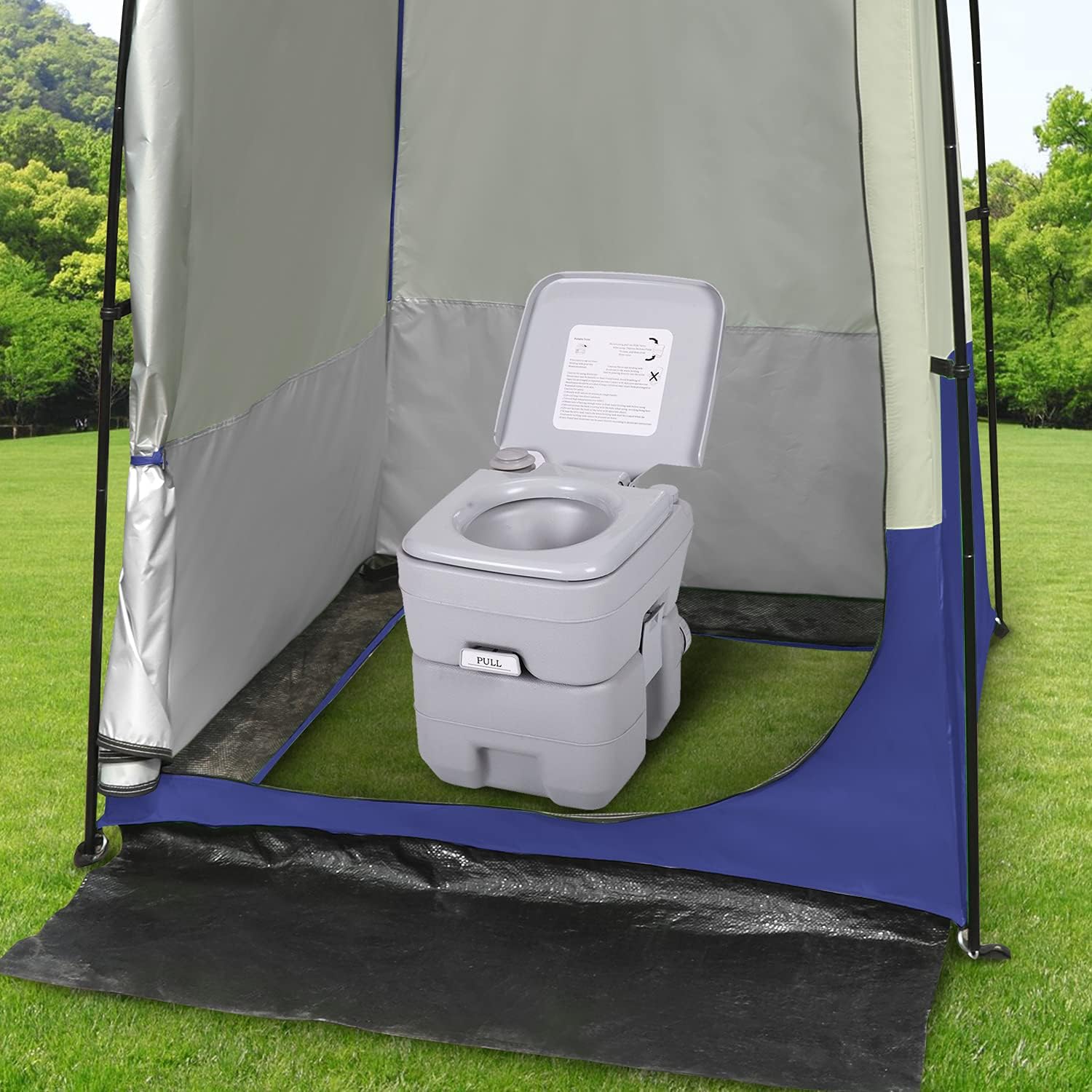 G4Free Camping Shower Tent, Privacy Tent Dressing Changing Room, Portable Toilet, Rain Shelter for Camping Beach with Carry Bag (Blue): Sports & Outdoors