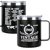 DECZHIYU 60th Birthday Gifts for Men Women - 1965 60th Birthday Gifts for Him Her - 60 Year Old Party Decorations Bday Gift for Men Women Turning 60 Gift Cup - 12OZ Vintage Mug