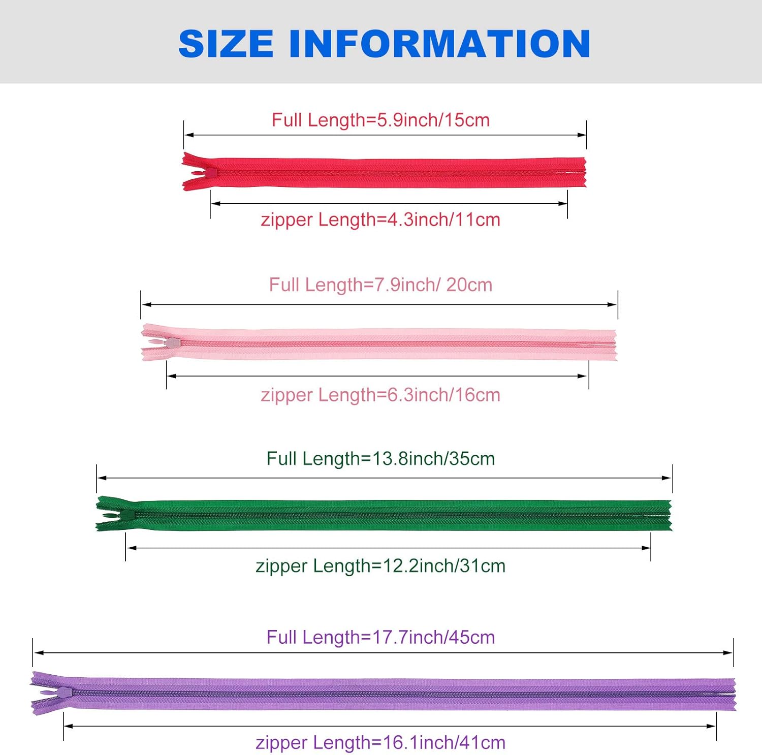 200 Pieces Nylon Invisible Zippers Colorful Sewing Invisible Zippers for Clothes Sewing Crafts, 6 Inch, 8 Inch, 14 Inch, 18 Inch, Hidden Zippers in 25 Assorted Colors