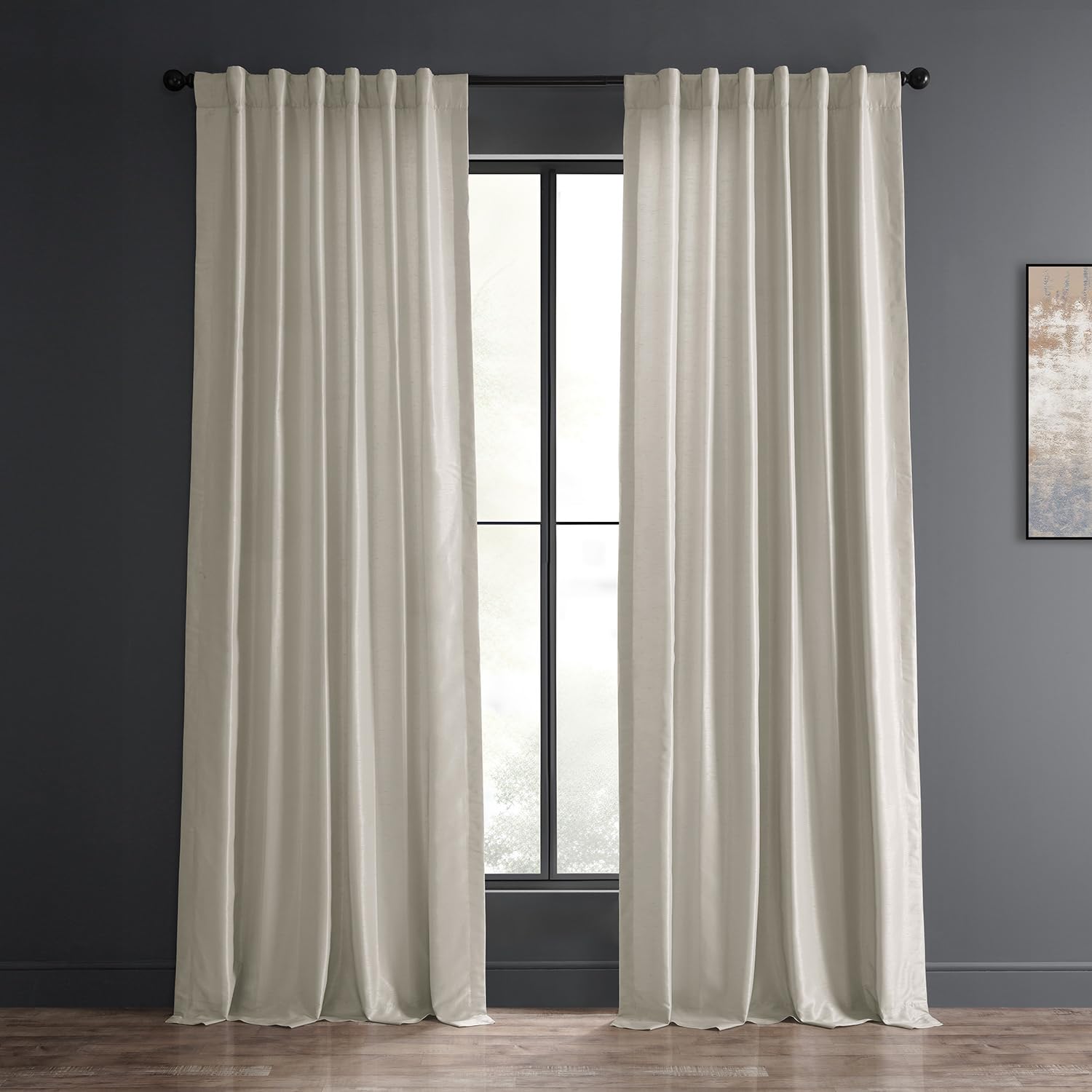 HPD Half Price Drapes Room Darkening Curtains for Bedroom Vintage Textured Faux Dupioni Silk Curtains for Living Room (1 Panel), 50 X 120, Mist Grey Image