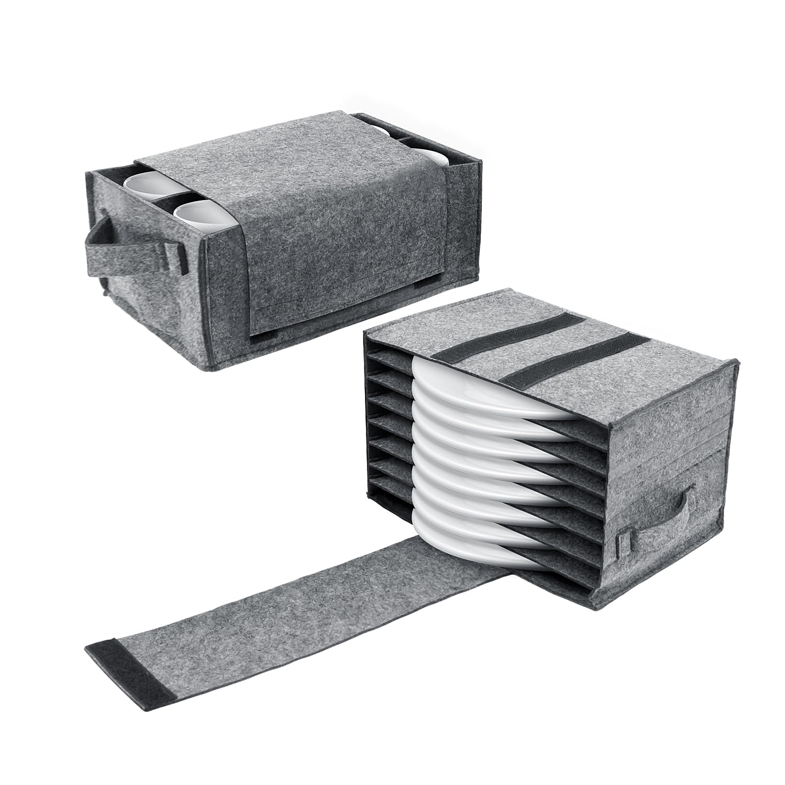 OBDHOM 2pcs Caravan Plate Holder Camping Dinnerware Storage Felt Bag with Cup Holder Motorhome Camping Glass Carrier for Motorhome Cupboard Glass Mug Tableware Storage Kitchen Accessories