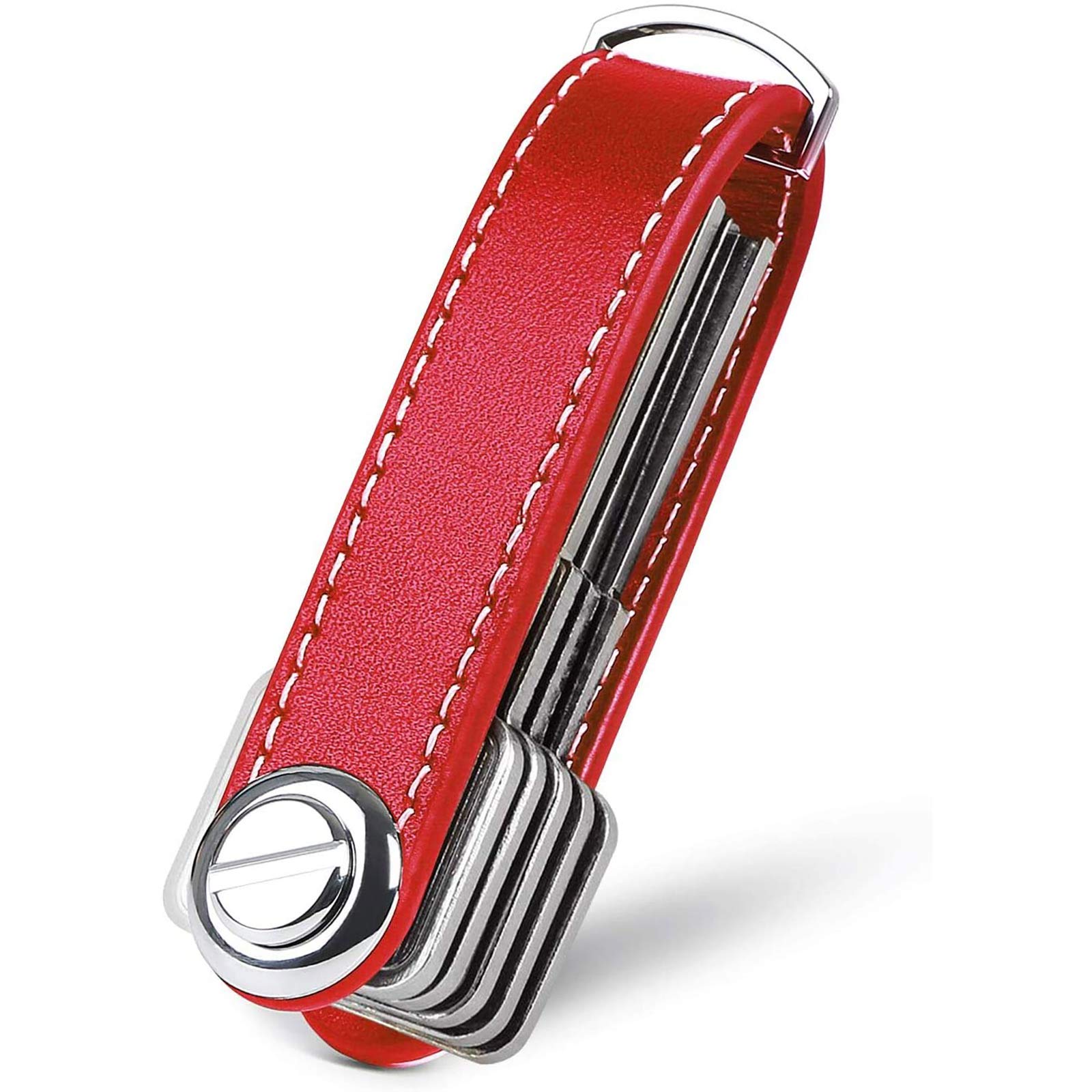 flintronic Key Organizer | Keychain Genuine Leather | Pocket Smart Key Holder with Gift Boxed Stylish, Functional & Practical (Holds 7-9 Multiple Keys)- Red