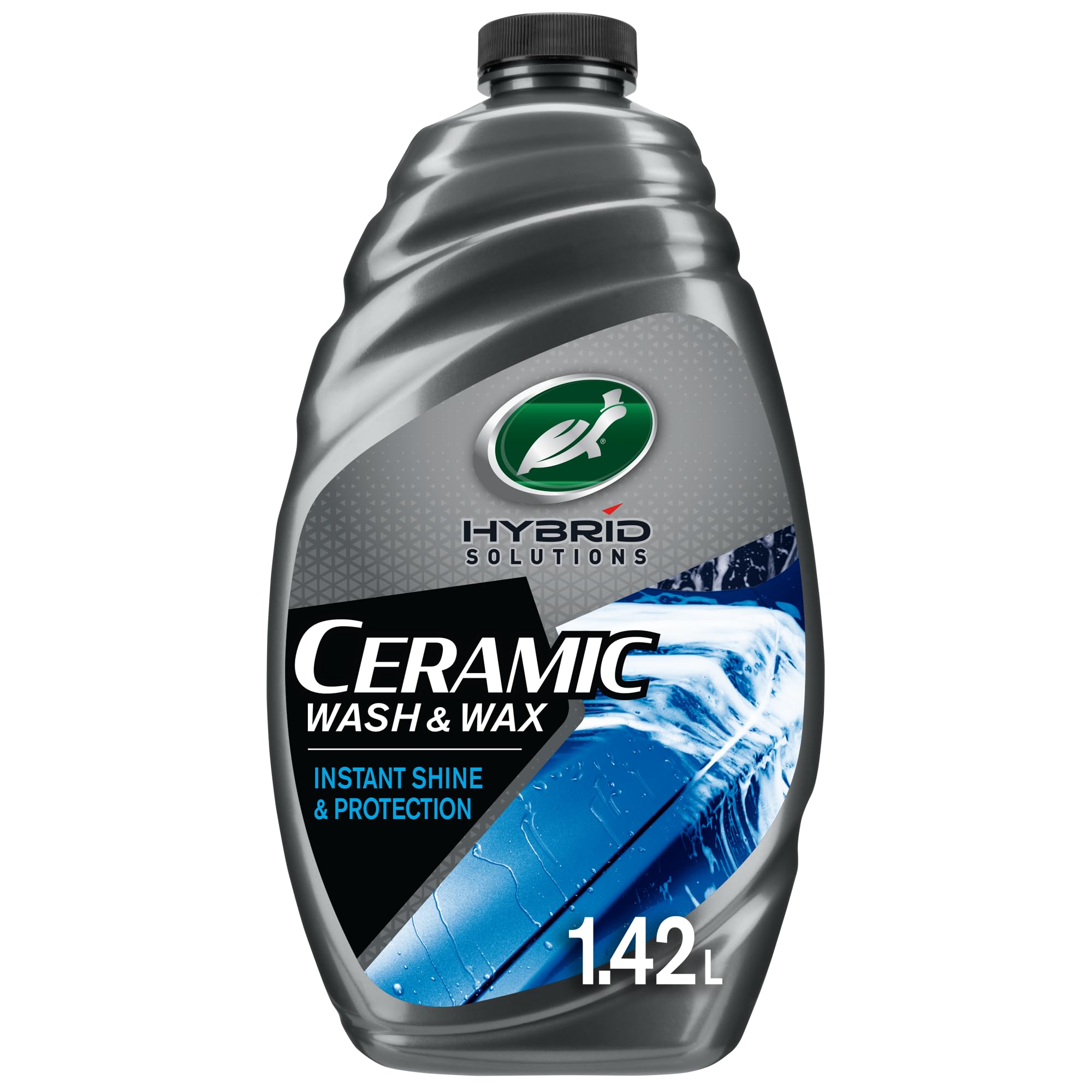 Turtle Wax Hybrid Solutions Ceramic Car Wash and Wax, 1.42L, Gentle pH Neutral Car Shampoo with Extreme Water Beading Paint Protection, High Gloss Spot-Free, Long-Lasting Car Wax Shine, Fruity Scent