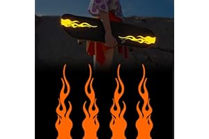 TOMALL 4 Pcs 7.8'' Flame Reflective Sticker for Car Vinyl Racing Sports Flame Stripe Decal for Golf Cart Off-Road Vehicles Motorcycles Bike Skateboard Laptop DIY Decoration (Orange)