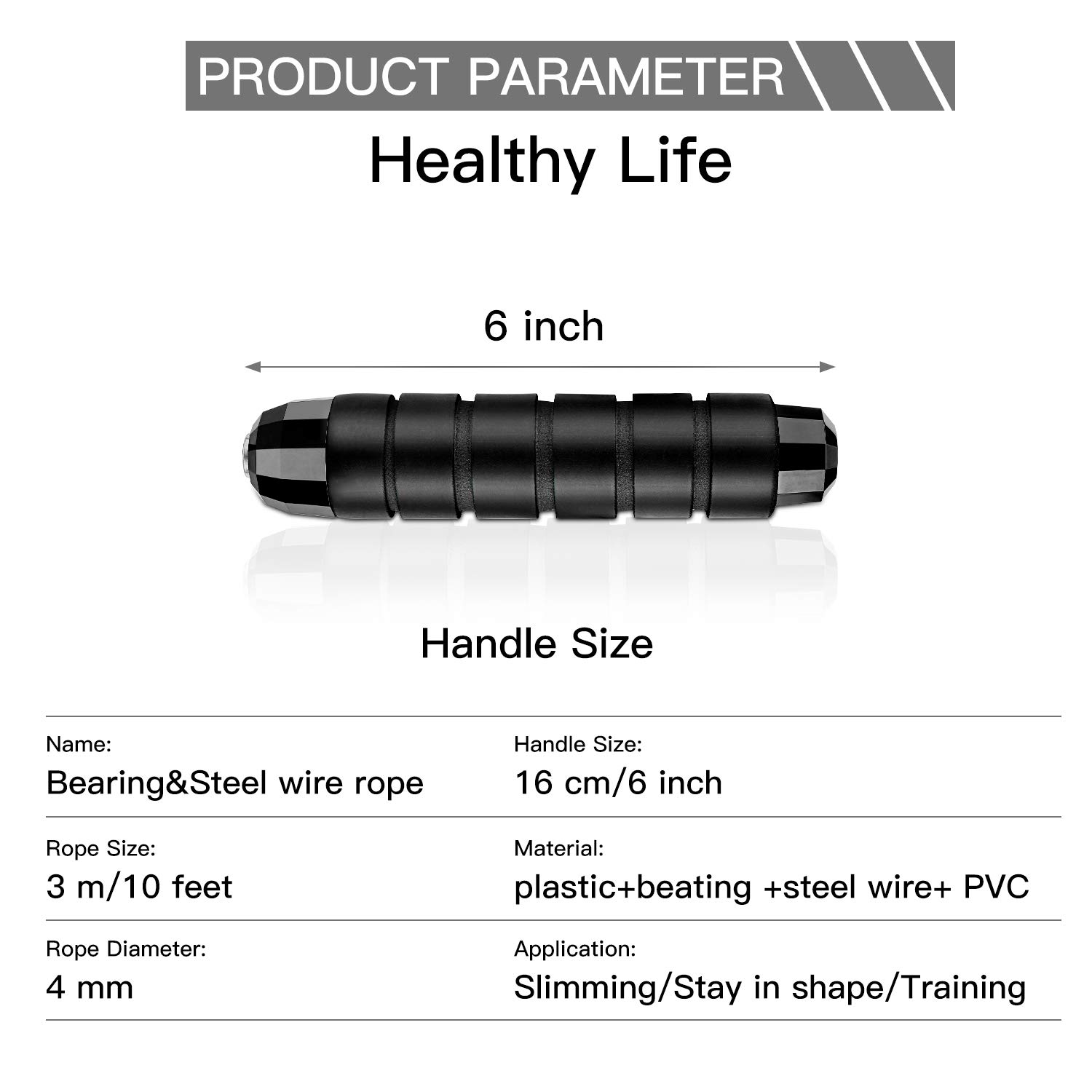 GYMTOP Skipping Rope - Cardio Jump Rope Free with Ball Bearings Rapid Speed and 6\