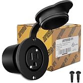 Journeyman-Pro 5279 Flanged Outlet, 15A 125V, Front &amp; Back Covers, Black | 15A 120-125 Volt, NEMA 5-15, 2 Pole-3 Wire, Straight Blade Plug, Outdoor Receptacle, Surface Mount Outlet, Commercial Grade