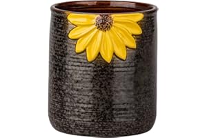GABROC Utensil Crock, Kitchen Utensil Holder, Ceramic Utensil Holder for Countertop, Cooking Utensil Holder for Kitchen Sunflower Decor Large Kitchen Spatula Holder