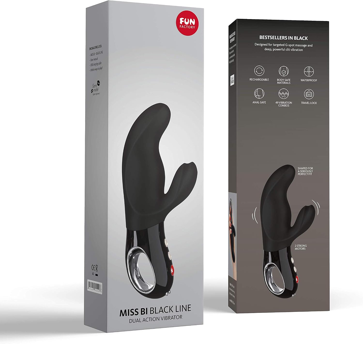 Fun Factory Miss BI - Black LINE - G-Spot Rabbit Vibrator Rechargeable Black Silicone - Image 4