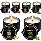 LCZLUMIPRO 6 Pack Massage Candle Set, Low Temperature Soy Wax Candles That Melt into Nourishing Body Oil with Jojoba & Shea Butter, Home Spa Relaxation Gift - 2.35oz, Floral & Herbal Scents