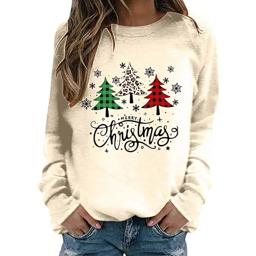 Christmas Jumpers For Women Uk Gnome Snowflake Elk Trees Letter Print Jumper Crew Neck Long Sleeve Pullover Tops Thin Fleece Warmth Sweatshirt Autumn Winter Outdoor Jumpers