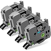 Oozmas TZe-355 TZe335 24mm White on Black Label Tape Replacement for Brother TZ Tape 24 mm 0.94" Laminated P-Touch Compatible with PTD600 PTP700 PT2300 Label Maker Refills,1" x 26.2' (8m) 4-Pack