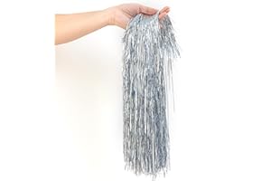 Gloreyan 3000 Strands Christmas Tinsel Icicles Silver Metallic Tinsel Foil Fringe Icicles Christmas Tree Tinsel Decoration for Christmas Birthday Wedding Party Hanging Decoration