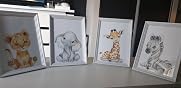 Lot De 3 Affiches Artpin Chambre Enfant - Motif Jungle Éléphant, Format A4, Papier 300g/m²
