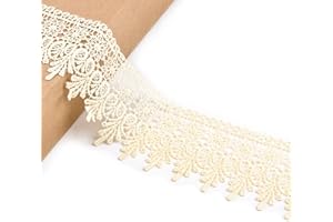 URROMA Lace Edge Trim for Sewing, 5 Rolls x 1 Yard Lace Trim by Wide Ribbon Ivory Trim Lace for Sewing DIY Wedding Dress Embellishment Party (Ivory)