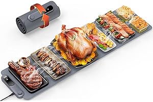 FEPPO Warming Mat for Food, Extra-Long Size 42"x12", Fast Full-Surface Heating Food Warming Mat with 6-Hour Timer & 19-Level Temperature Control, Roll Up Food Warmers for Parties Buffet