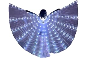BUXINGRUN Light Up Fairy Wings Adult Women, LED Cape for Girls, Perfect for Party Carnival Halloween Belly Dance