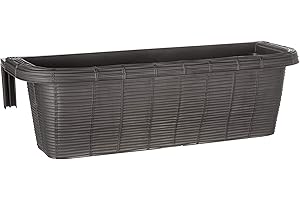 Apollo Exports International AP-30311 24" Adjustable Railing Planter, Ratan Look, Grey, Rectangular Shape