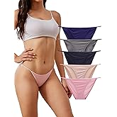 Buankoxy Women's Low-Rise String Bikini Panty Stretch Briefs Sexy Cheeky Underwear 5 Pack