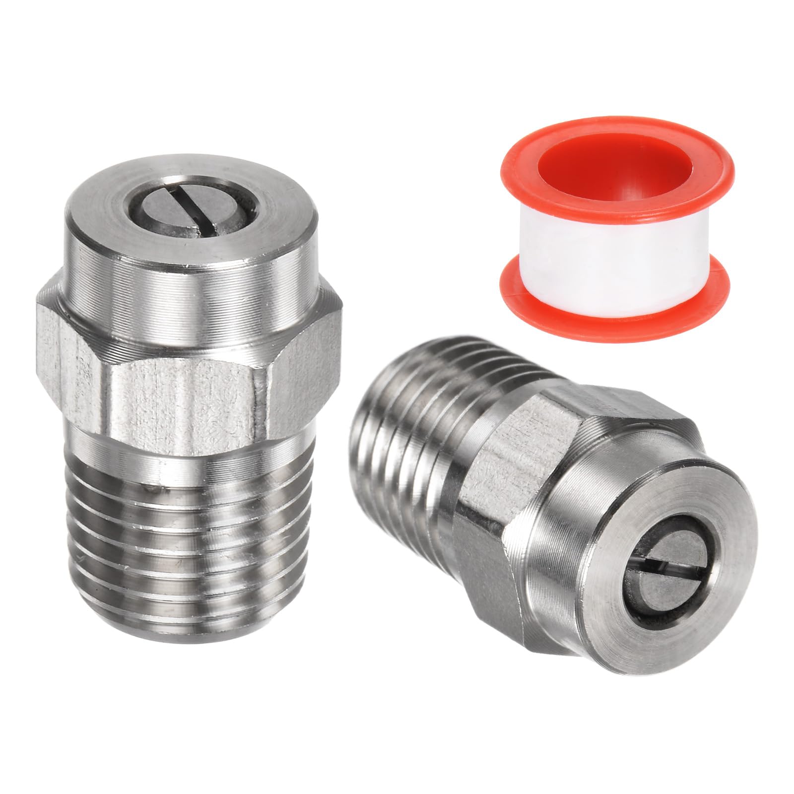 M METERXITY 2 Pack Surface Clean Tips - 40 Degree 1/4" NPT Male #40045 Pressure Washer Nozzles Cleaner Nozzle Replacement, Stainless Steel with Sealing Tape for Water Guns (1.311mm Orifice)