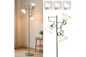 ZisDolk Flower Floor Lamp for Living Room, Elegant Flower Standing Lamp with 3 Bulbs, Green Floral Tall Lamp with 3 Color Tem