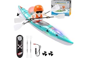 Britik Remote Control Boat for Kids 6-12: Rc Speedboat Toy with Led Lights - Smart Water Sensor Auto On/Off, Dual Modes 2.4ghz Remote Boat for Pool Lake Bath Fun - Gift for Kids Ages 6-12+，Blue