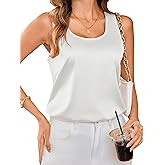 Totatuit Women Silk Satin Tank Tops Dressy Scoop Neck Camisole Sleeveless Blouses Shirts Casual Summer Tank