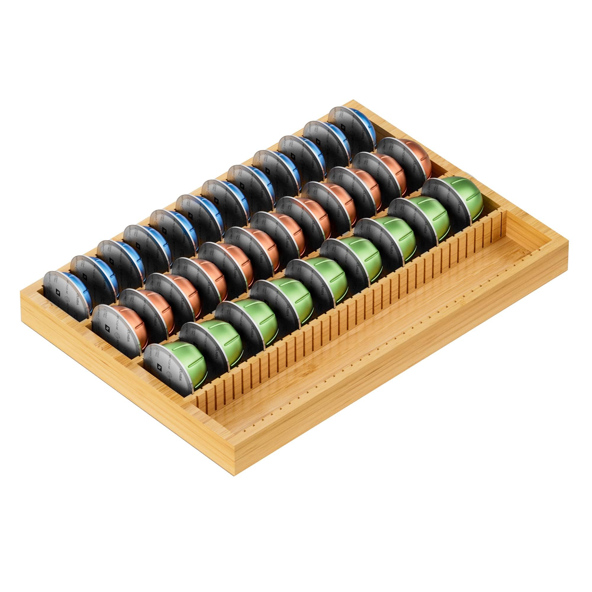Photo 1 of MinBoo Bamboo Coffee Pod Storage Holder Drawer Insert for Counter Compatible Nespresso Vertuo Vertuoline Capsules for Kitchen, Home, Office, Coffee Station