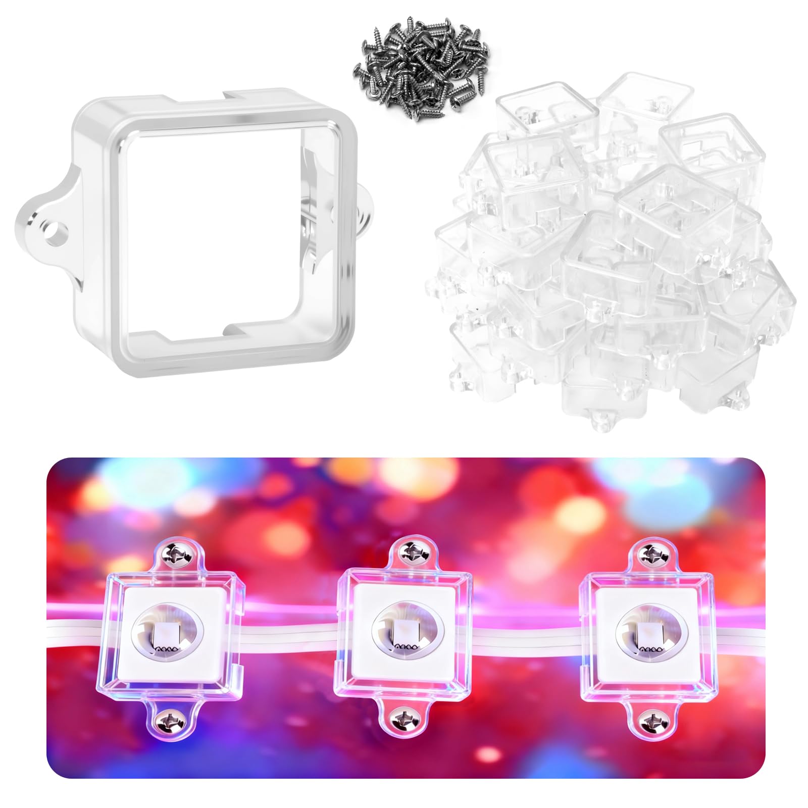 Photo 1 of 150 Pcs Transparent Mounting Brackets, Light Clips W/Screws, Fits Govee RGBIC LED Permanent Outdoor LED Lights Non-Pro/Original H705, Elite Version H805,for Various Surfaces like Wood,Steel Siding etc