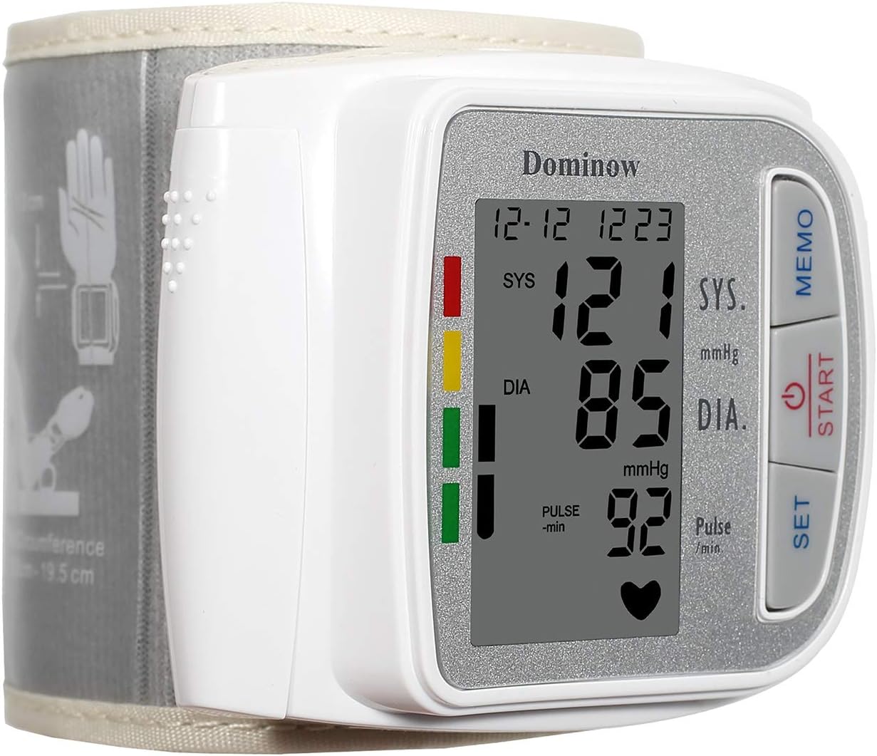 Blood Pressure Monitor for Wrist Cuff, Accurate Automatic Pressure Monitor Digital BP Monitor of 120 Reading Memory with Battries Carry Case for Travel Home Use