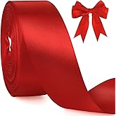1-1/2 Inches Wide 100 Yards Red Satin Ribbon for Gift Wrapping Christmas Ribbon Solid Fabric Red Ribbons for Christmas Tree DIY Craft Hair Bows Making Flower Bouquets Wedding Valentines