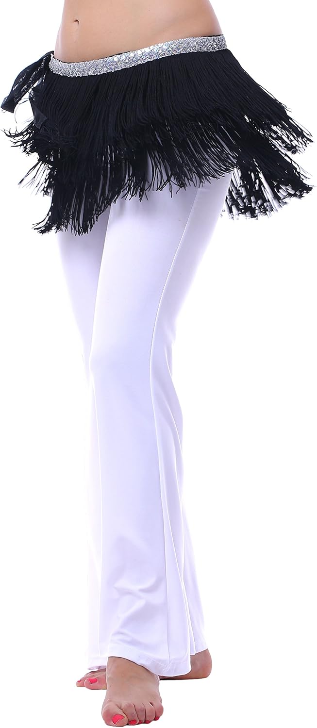 Belly Dance Hip Scarf for Women with Fringes: Clothing
