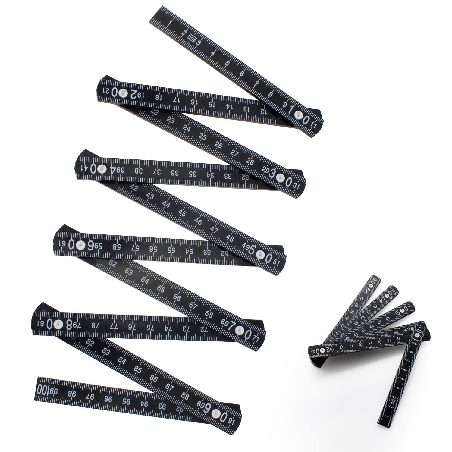 DEANKEJI Folding Ruler, Black Woodworking Ruler, Measuring Tools that Can be Expanded to 1m, Can be Used for Carpenters, Bricklayers, Building Site,DIY Project