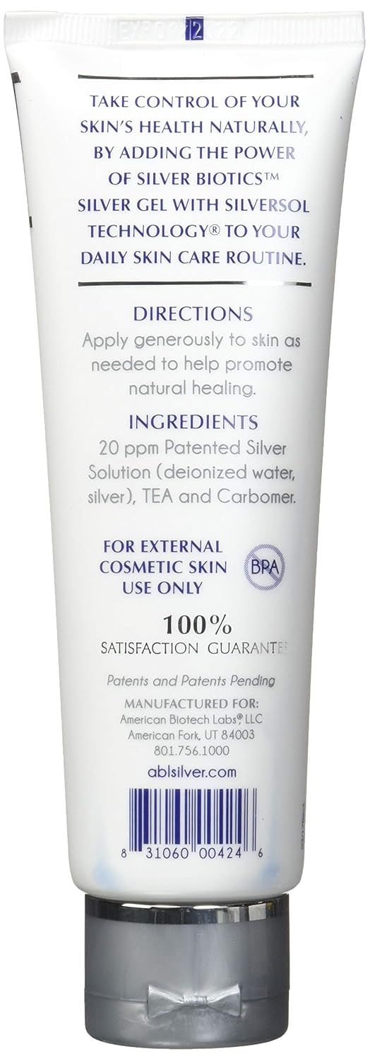 American Biotech Labs Silver Biotics Silver Gel Infused w/SilverSol Nano-Silver Technology 4oz, Pack of 2 : Beauty