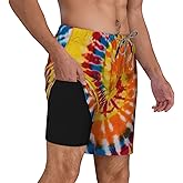 feelacle Mens Swim Trunks 9 Inch Inseam Board Shorts Beach Swimwear Bathing Suit with Compression Liner and Pockets