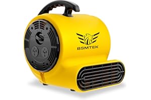 BSMTEK Air Mover Blower Fan, Industrial 1/3HP 1200CFM Monster Floor Blower Carpet Dryers - 3 Speeds Switch, 4 Adjustable Angl