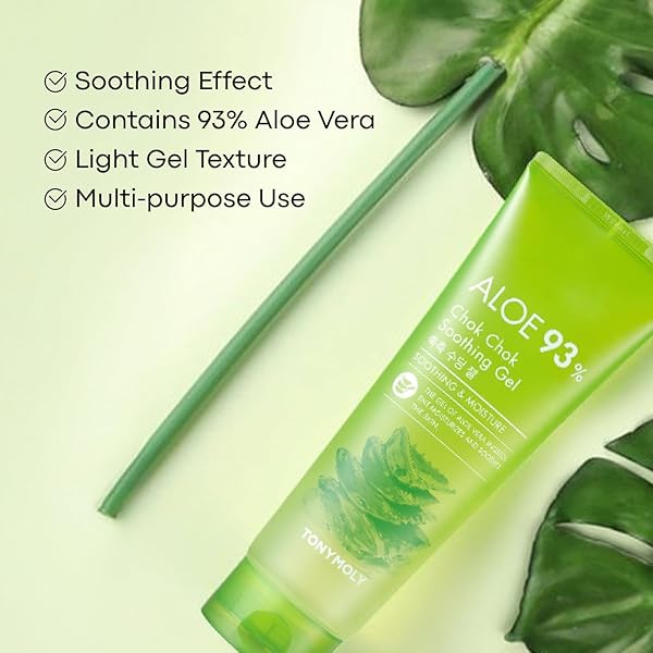 TONYMOLY CHOK CHOK ALOE SOOTHING GEL, 99% ALOE VERA GEL FOR FACE & BODY, EASTER BASKET STUFFER, KOREAN SKIN CARE MOISTURIZIER, 8.5 OZ