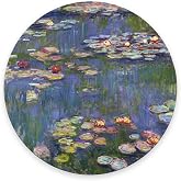 Mouse Pad, Cute Mousepad with Design, Round Water Lilies Claude Monet Mat, Small Non-Slip Rubber Gaming Pads, Office Home Personalized Pad 7.9&times;7.9&times;0.12 inches