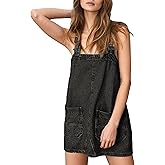 YUENIU Womens Denim Overalls Dress Casual Summer Jeans Adjustable Strap Short Rompers with Pockets