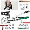 Hydraulic Pipe Tube Fittings Crimping Tool with Multi-directional Jaw and Dies for 1/2", "3/4", "1" Copper Pipe and F877 Stainless PEX Press Sleeves