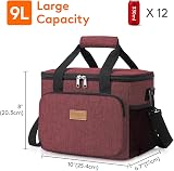 Lifewit Lunch Bag 9L Insulated Cooler 12 Cans Burgundy view 3