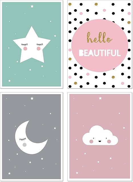 moon and stars nursery prints