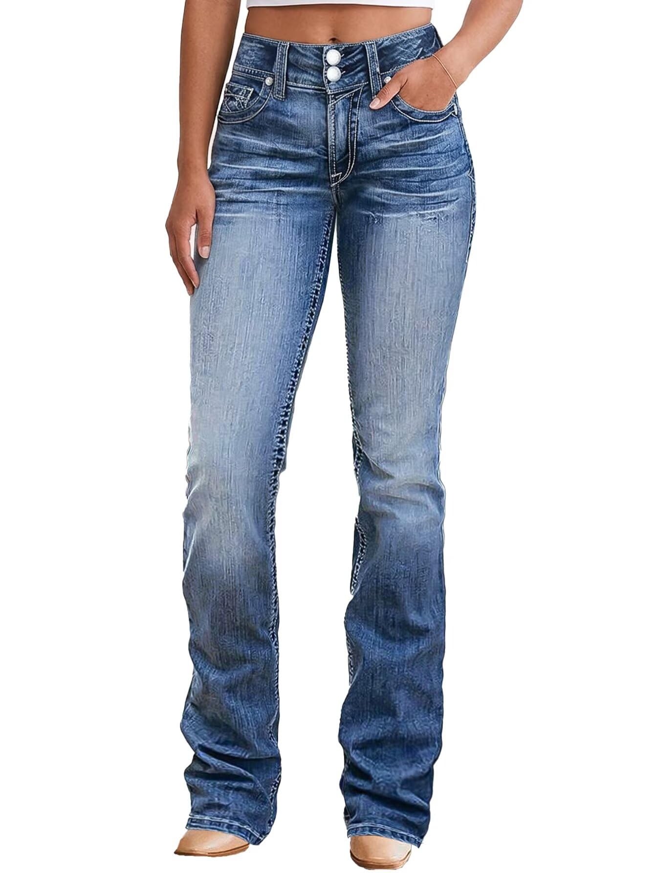 Flamingals High Waist Boot Cut Jeans for Women Flare Denim Pants