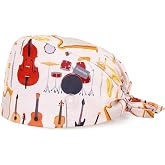 Kousenpu Scrub Cap for Men, Adjustable Surgical Hats with Buttons | Breathable Polyester with Built-In Cotton Sweatband, Elastic Tie-Back, Stylish Printed Pattern Designs, Scrub Hats for Men