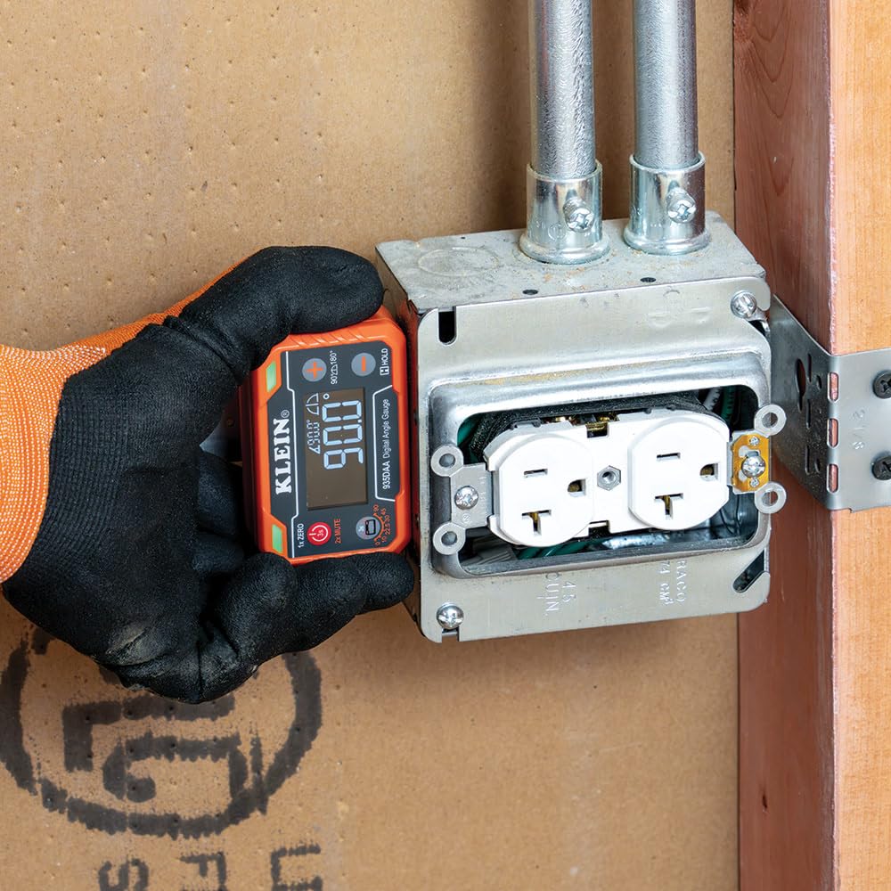 Klein Tools 935DAA Digital Electronic Level and Angle Gauge, LED Angle Alert, Measure and Set Angles, 0-90 and 0-180 Degree Ranges