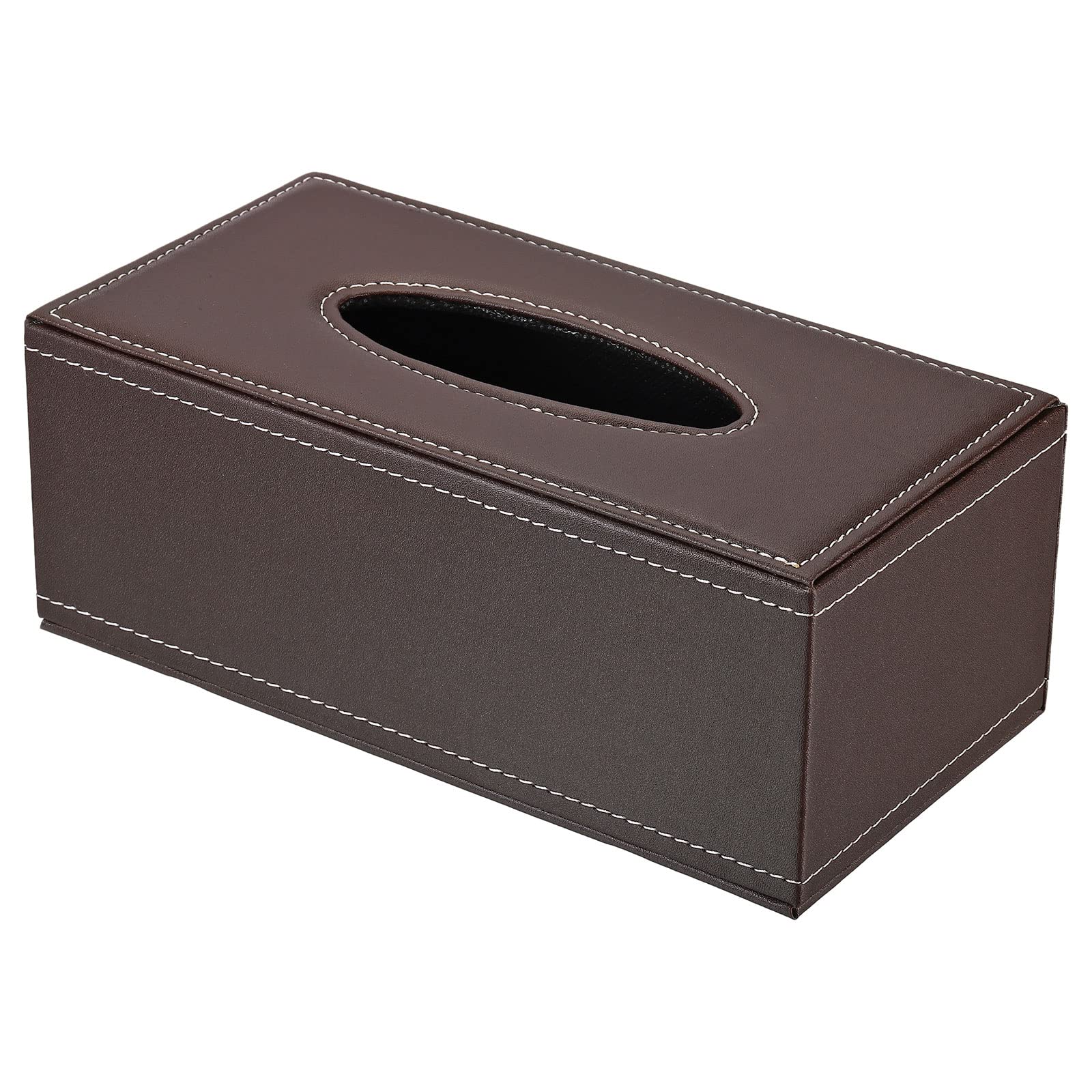 PATIKIL 9.4x4.7x3.7 Tissue Box Cover, PVC Leather Rectangle Waterproof Napkin Paper Towel Dispenser Holder for Countertop Home Office Car, Brown