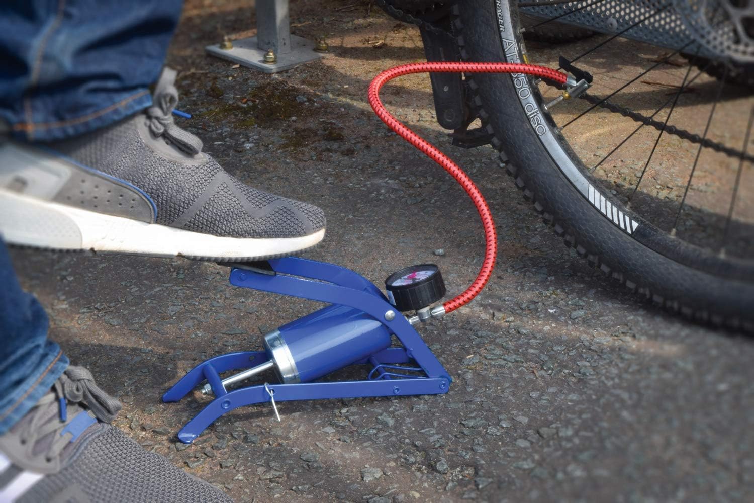 Mercury Single Barrel Foot Pump with Gauge BigaMart